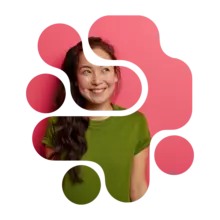 Element Frau vor rotem Hintergrund